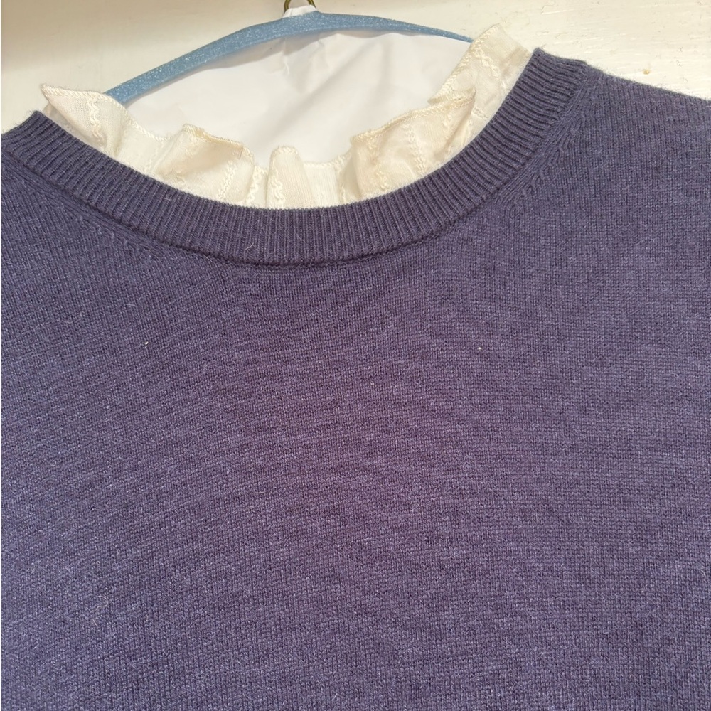 Boden Sweater Dress - Navy with ruffle trim